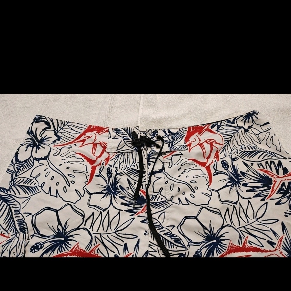 Men's Columbia Fish Print Swim Shorts Size 36  None Mesh Large Line Cutter - Picture 3 of 9